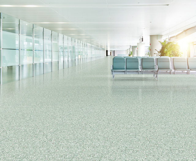 Empty departure lounge in airport